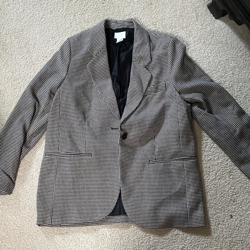H&M Black and White Checkered Blazer